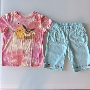 Gymboree Shorts/Pokémon Top EUC